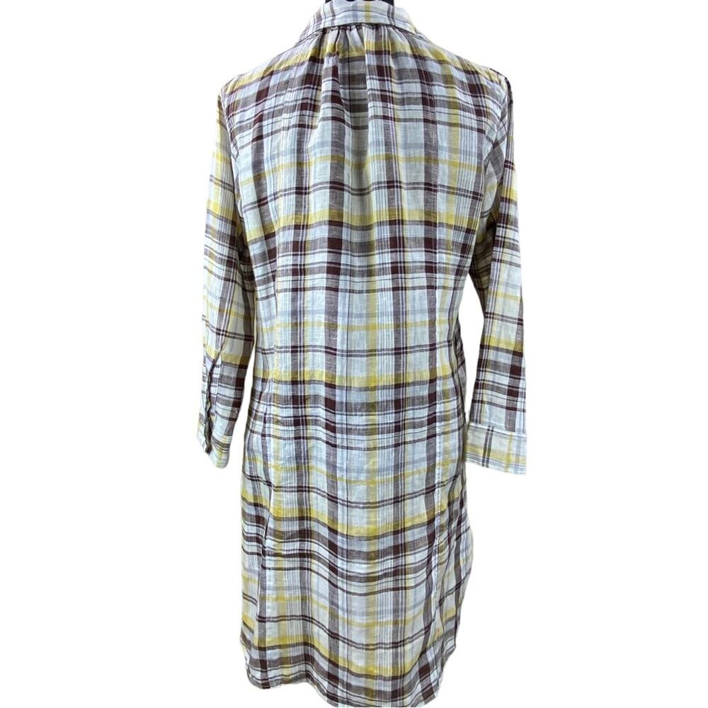 American Colors Womens 100% Linen Plaid Shift Shirt Dress Size S - Picture 3 of 8